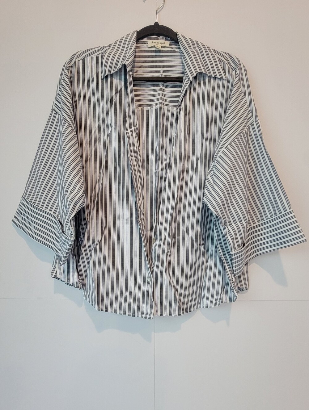 Kim & Cami Los Angeles Striped Oversized Button-Up Shirt XL
